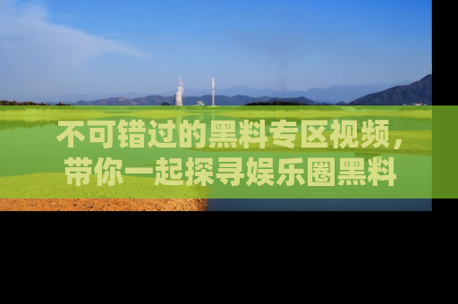 不可错过的黑料专区视频,带你一起探寻娱乐圈黑料